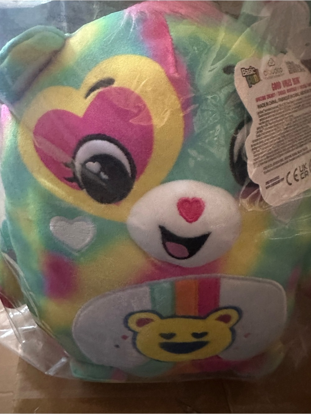Care Bears Rainbow Heart Plush in Pink Green Blue Yellow